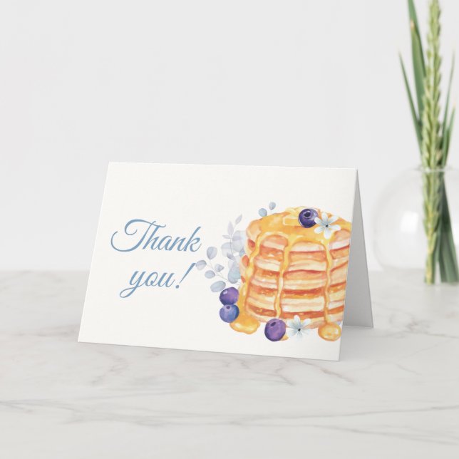 Carte De Remerciements Baby shower unique Floral Blueberry Pancake Brunch (Devant)