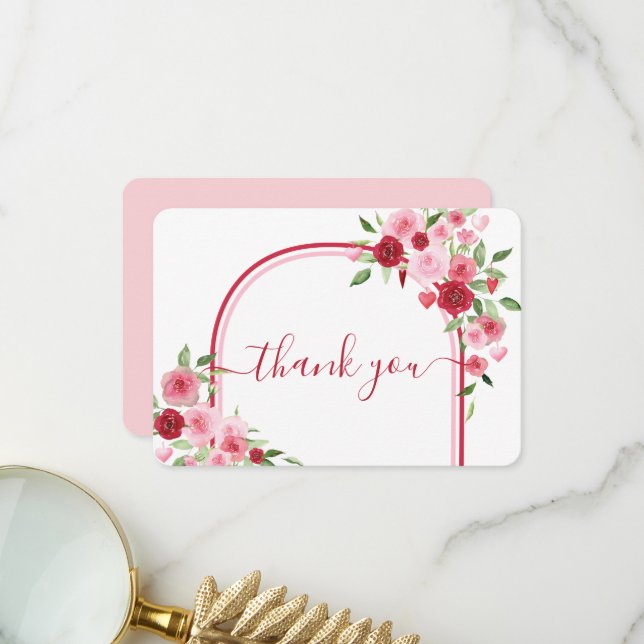Carte de remerciements Baby shower Valentines (Devant/Arrière en situation)