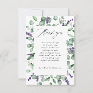Carte De Remerciements Baby shower vert Eucalyptus Lavender