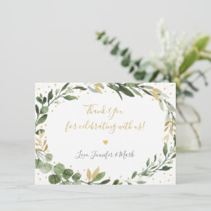 Carte De Remerciements Baby shower vert or Eucalyptus