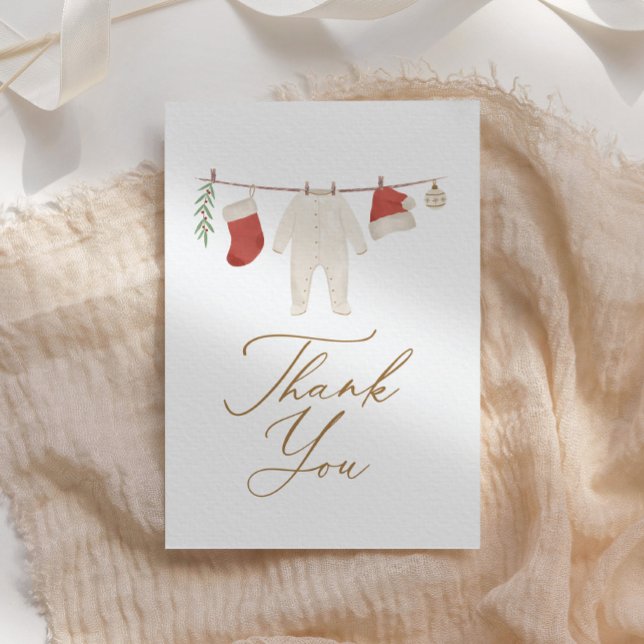 Carte De Remerciements Baby shower Vêtements de Noël d'hiver (Créateur téléchargé)
