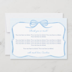 Carte De Remerciements Baby shower vintage Blue Bow Boy