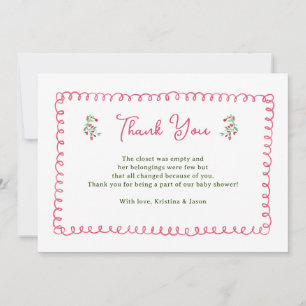Carte De Remerciements Baby shower Vintage Floral Fille