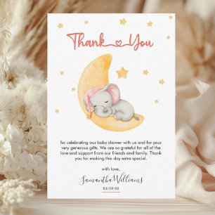 Carte De Remerciements Baby shower Whimsical Blush Elephant