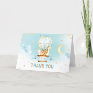Carte De Remerciements Baby shower Whimsical Hot Air Balloon Animaux mign