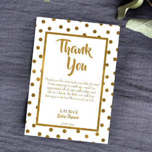 Carte De Remerciements Baby sprinkle baby shower golden 