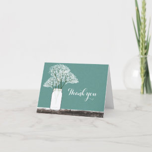 Carte De Remerciements Baby's Breath dans un carton de remerciement rusti