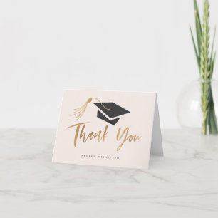 Carte De Remerciements Bac de graduation et Tassel Gold Foil Blush Rose