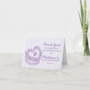 Carte De Remerciements Bachelorette au gâteau Coquette Coeur Rétro Bow