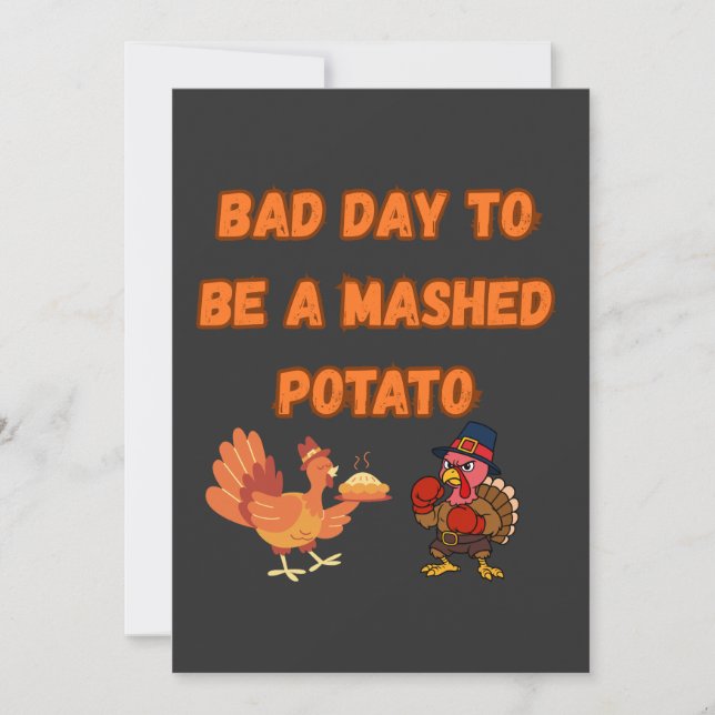CARTE DE REMERCIEMENTS "BAD DAY TO BE A MASHED POTATO"  (Devant)