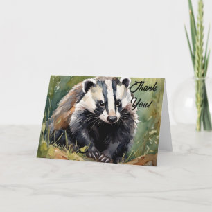 Carte De Remerciements Badger en milieu boisé