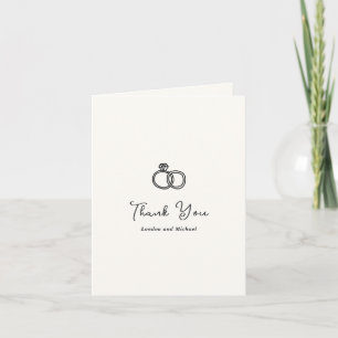 Carte De Remerciements Bagues Dessinées à la Main Doodle Mariage Moderne
