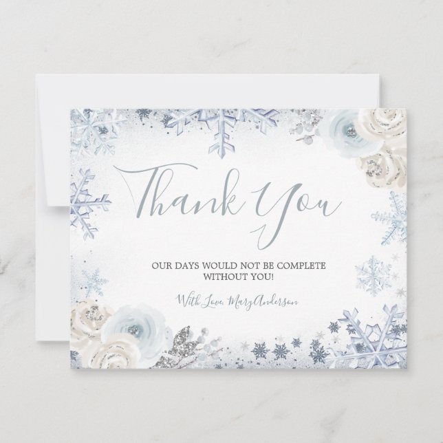 Carte De Remerciements Baignade de neige hivernale dans la douche de mari (Devant)