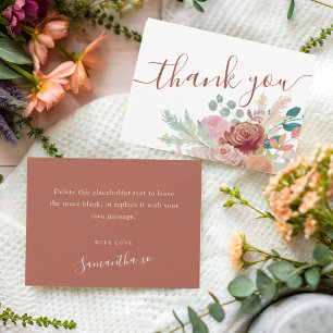 Carte De Remerciements Baigneuse Bohème Terracotta & Blush Mariage Remerc
