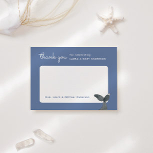 Carte De Remerciements Bain de bébé Baleines Bleues Aquarelle