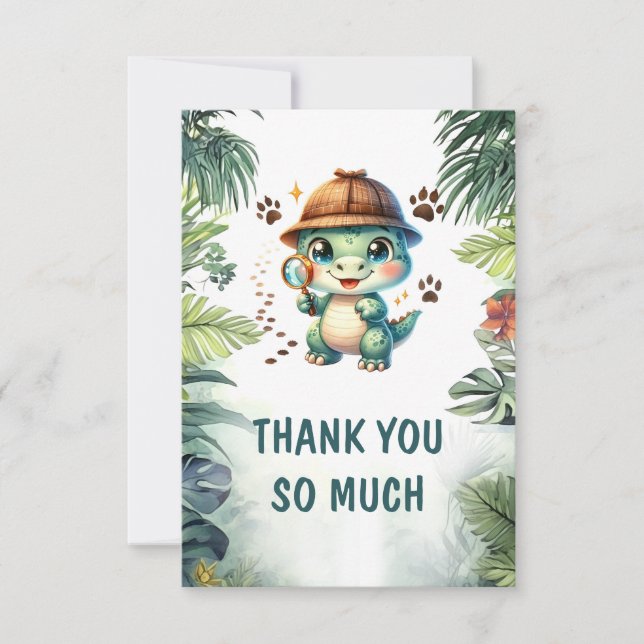 Carte De Remerciements Bain de bébé garçon dinosaure mignon dinosaure coo (Devant)