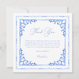 Carte De Remerciements Bain de mariage Carrelage Blanc Bleu Élégant
