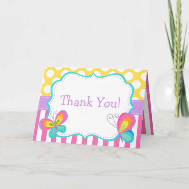 Carte De Remerciements Baisers à papillon et fête des voeux d'anniversair (Devant)