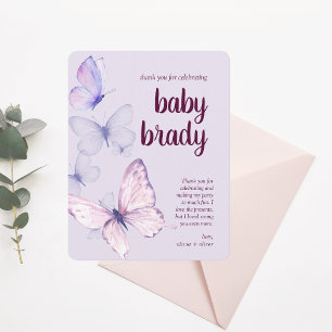 Carte De Remerciements Baisers à papillon et voeux pour bébé Papillon p