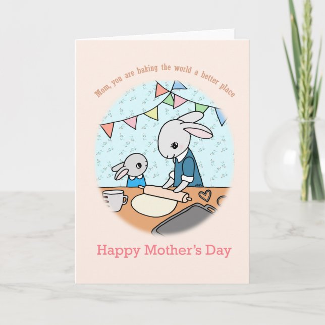 Carte De Remerciements Baking Lover Maman Cute Bunny Rabbit Fête des mère (Devant)