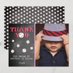Carte De Remerciements Bal de baseball mignonne Chalkboard Sport Annivers