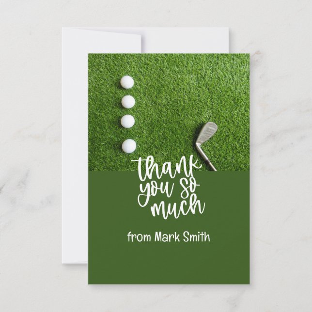 Carte De Remerciements Bal de golf pour Golfer sur herbe verte (Devant)