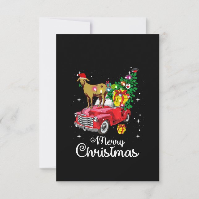 Carte De Remerciements Balades de chèvre Rouge Voiture Noël (Devant)