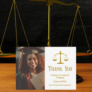 Carte De Remerciements Balances d'or personnalisées de l'avocat de la jus