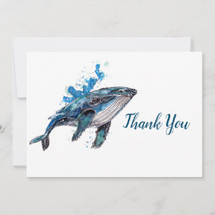 Carte De Remerciements Baleine à bosse bleue