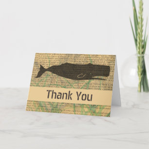 Carte De Remerciements Baleine antique Nautique : Vie maritime Vintage
