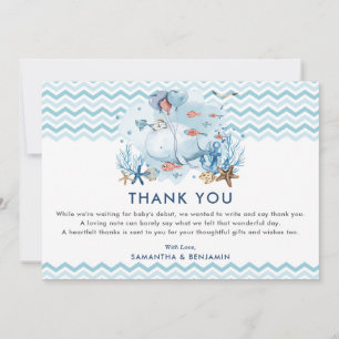 Carte De Remerciements Baleine nautique sous le Baby shower du Garçon ble
