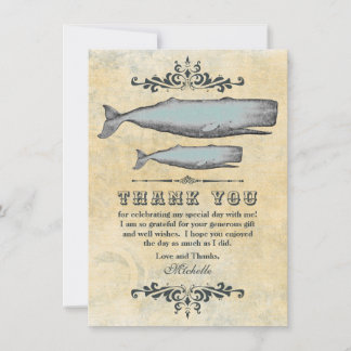 Carte De Remerciements Baleine victorienne vintage Maman et Calf Beach
