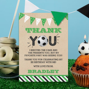 Carte De Remerciements Balle De Football N'Importe Quel Âge Anniversaire