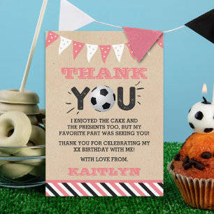 Carte De Remerciements Balle De Football N'Importe Quel Âge Anniversaire