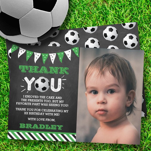 Carte De Remerciements Balle de soccer n'importe quel âge Photo Anniversa (Créateur téléchargé)