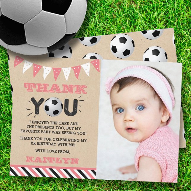 Carte De Remerciements Balle de soccer n'importe quel âge Photo Anniversa (Créateur téléchargé)