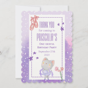 Carte De Remerciements Ballerina Cat Anniversaire de enfant Party