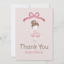 Carte De Remerciements Ballerina Girl en Robe Rose Anniversaire