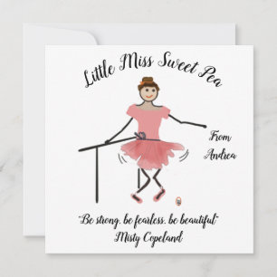 Carte De Remerciements Ballerina Note Card w Little Miss Sweet Pea