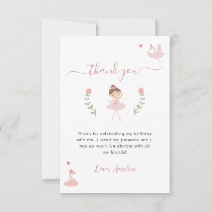 Carte De Remerciements Ballerina Pink Pastel Cute Anniversaire