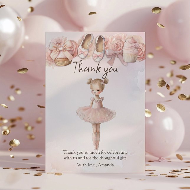 Carte De Remerciements Ballerina rose sucrée (Créateur téléchargé)