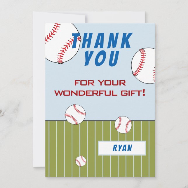 Carte De Remerciements Balles de baseball personnalisées pour l'anniversa (Devant)