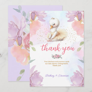 Carte De Remerciements Ballet Swan Baby Girl Douche
