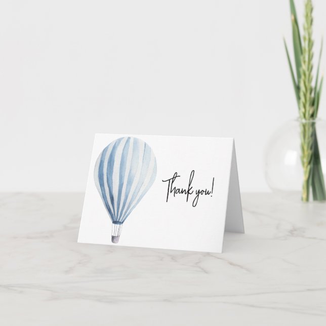 Carte De Remerciements Ballon à air chaud bleu (Devant)