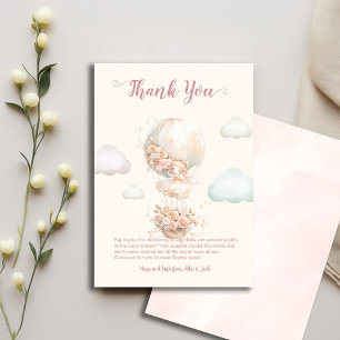 Carte De Remerciements Ballon Fairy Hot Air Avec Baby shower de fleurs