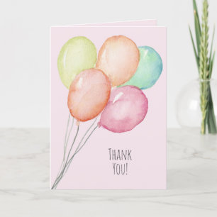 Carte De Remerciements Ballons à l'aquarelle sur fond rose