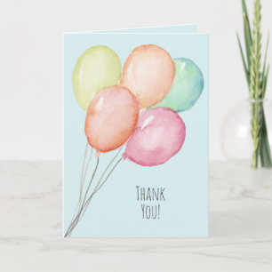 Carte De Remerciements Ballons aquarellés sur fond bleu
