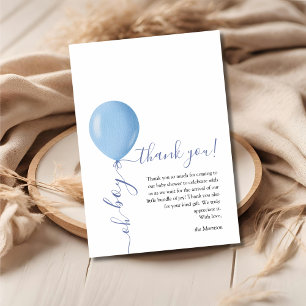 Carte De Remerciements Ballons bleu minimaliste Oh Baby shower garçon