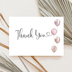 Carte De Remerciements Ballons Blush fille premier anniversaire
