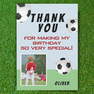 Carte De Remerciements Ballons de soccer mignonnes Anniversaire de enfant